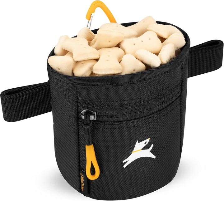 Goodie Treat Bag, Dog Treat Pouch, Waist Belt Clip for Hands-Free Training, Magnetic Closure, Dog Training and Behavior Aids, Three Ways to Wear (Raven S'25)