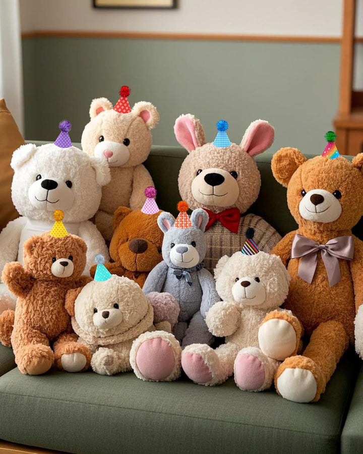 10 Pack Mini Party Hats for Small Dog Birthday Stuffed Animals Dolls Puppy Cats Adjustable Headband Colorful Holiday Felt Hats Kitten Pet Grooming Costume Accessories