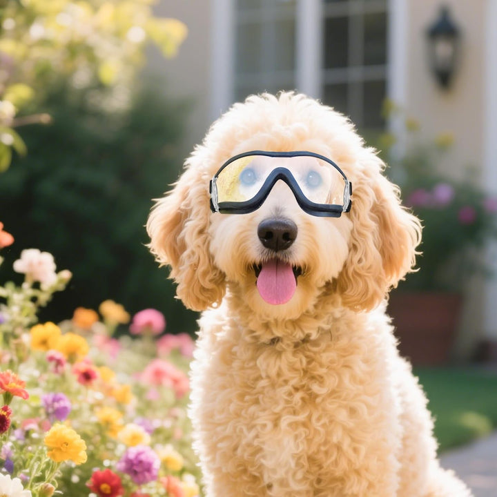 Dog Sunglasses Medium to Large Dog UV Transparent Goggles Windproof Anti-Dust Snowproof Pet Glasses with Elastic Straps, Clear