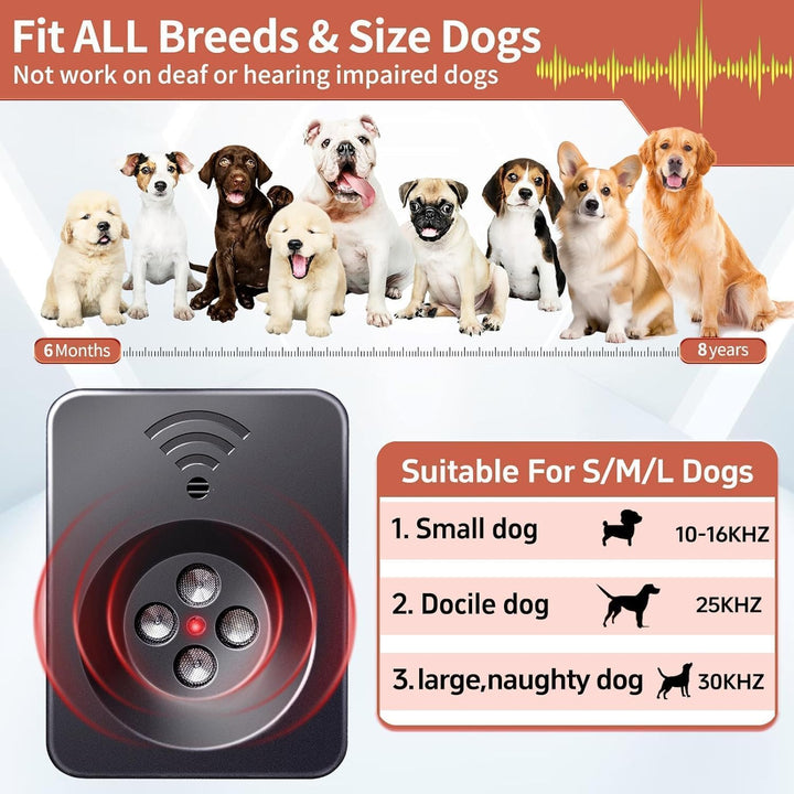Anti Barking Device, Ultrasonic Dog Bark Deterrent Devices, 3 Modes Rechargeable Dog Barking Control Devices, Bark Silencer, up to 50 FT Indoor Outdoor Use, Pet and Human Friendly