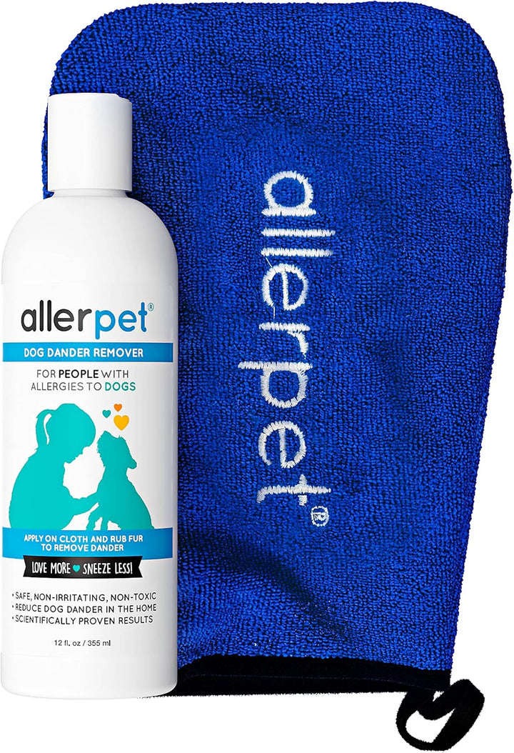 Dog Dander Remover W/Free Applicator Mitt & Sprayer - Best Pet Dander Remover for Allergens - for Canine Dry Skin Treatment - Good for Fur & Skin - (12Oz)
