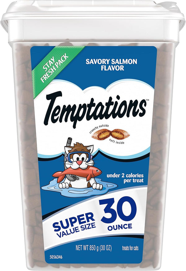 Classic Crunchy and Soft Cat Treats, Savory Salmon Flavor, 30 Oz. Tub