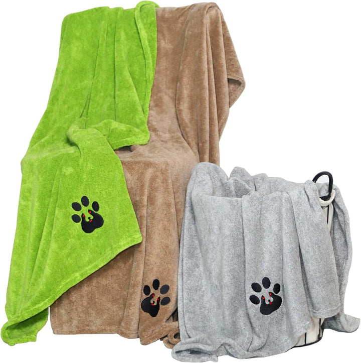 Dog Towels for Drying Dogs - Pack of 2 - Super Absorbent Soft Microfiber Pet Bath Grooming Towel for Dogs Cats and Other Pets (M-36" * 28", Grey and Brown )