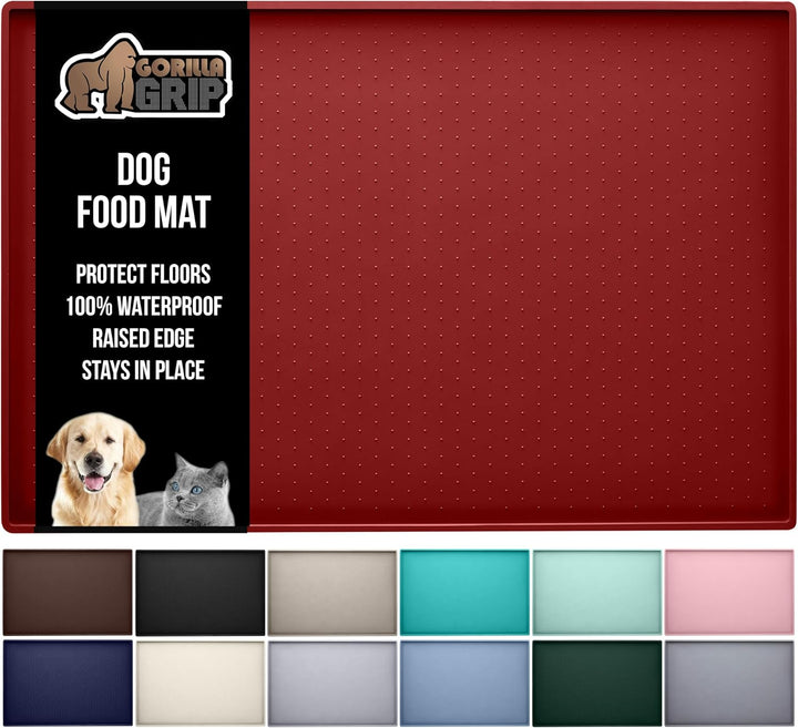 100% Waterproof Raised Edge BPA Free Silicone Pet Feeding Mat, Dog Cat Food Mats Contain Spills Protects Floors, Placemats for Cats and Dogs Water Bowl, Pets Accessories 18.5X11.5 Gray