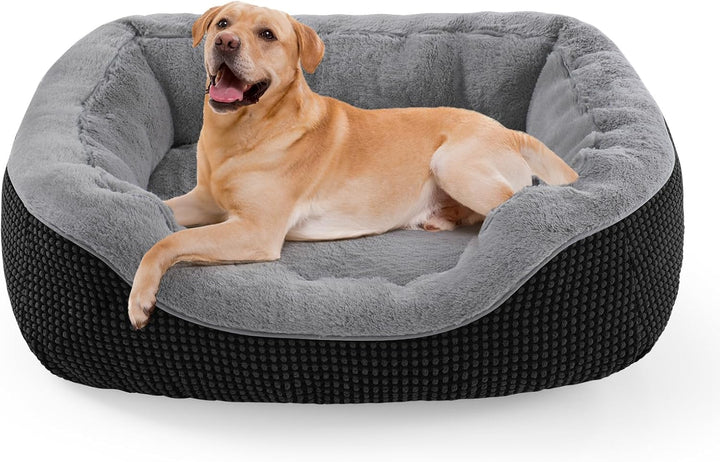 Medium Dog Beds for Medium Dogs Washable, Rectangle Dog Bed Medium Size Dog, Orthopedic Dog Bed, Warming Soft Calming Sleeping Puppy Bed Durable Pet Bed with Anti-Slip Bottom M(30"X24"X9")