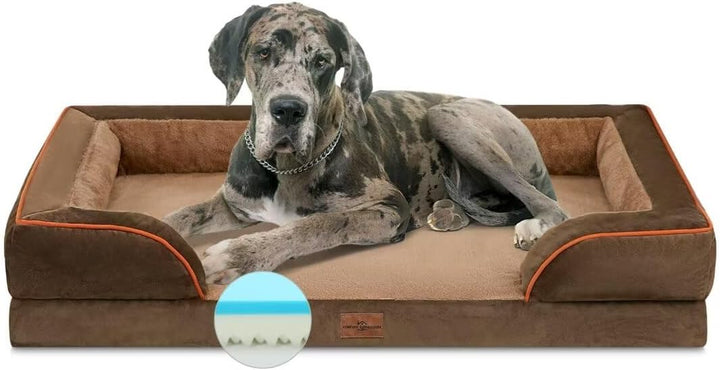 Orthopedic Dog Bed for Extra Large Dogs 42X30 Inch, Waterproof Supportive Egg Crate Foam XL Pet Bed with Removable Bolsters, Dog Couch with Washable Cover & Non-Slip Bottom, Grey