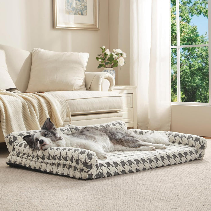 Orthopedic Dog Beds Large Sized Dog, XL Washable Memory Foam Pet Couch Bed with Removable Washable Cover, Non-Slip Bottom with Bolster Sides, Grey