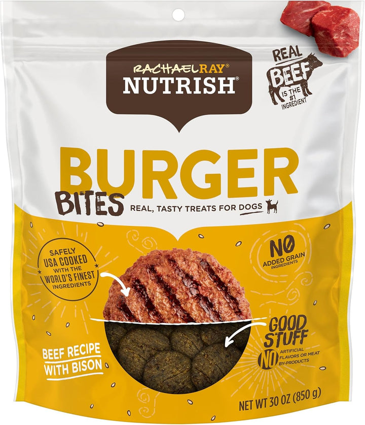 Rachael Ray Burger Bites Dog Treats, Beef Recipe with Bison, 12 Oz. Pouch