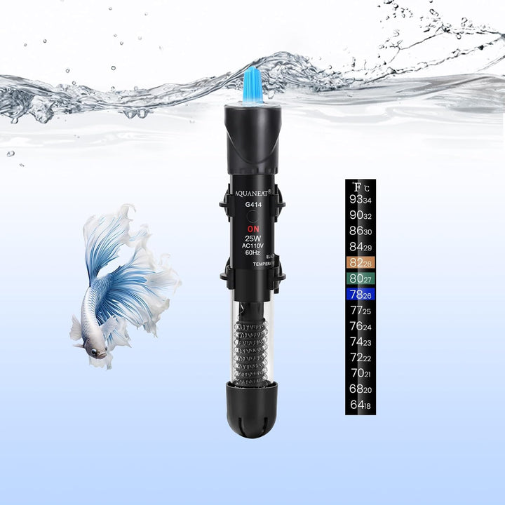 Aquarium Heater, 50W Fish Tank Heater, Adjustable Submersible Water Thermostat with Thermometer