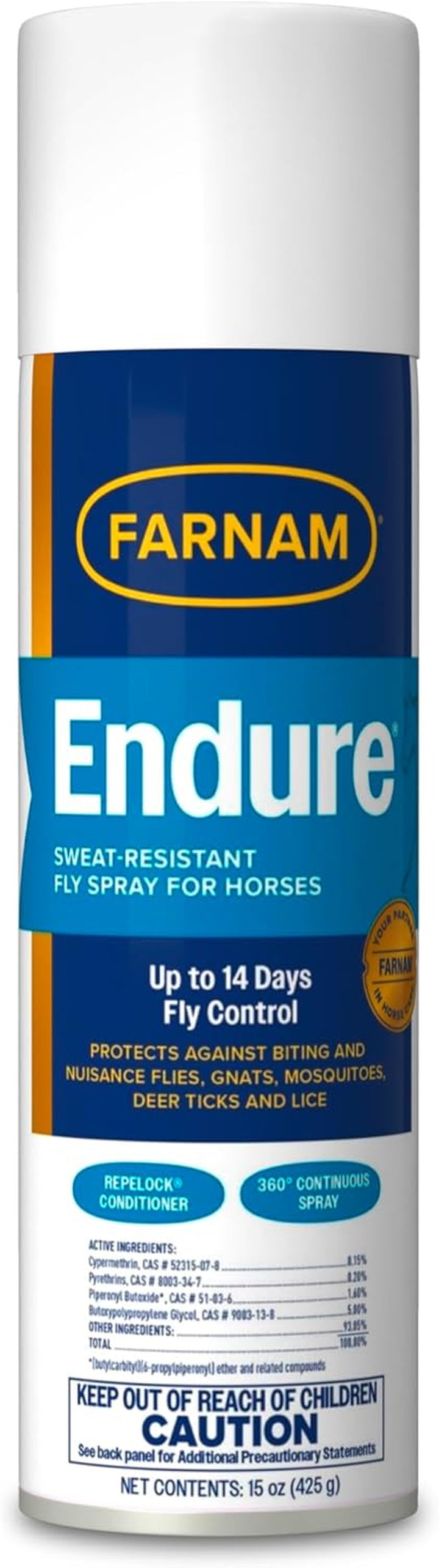 Endure Sweat-Resistant Fly Spray for Horses, Lasts up to 14 Days, Protects against Flies, Gnats, Mosquitoes, Ticks & Lice, 32 Oz.