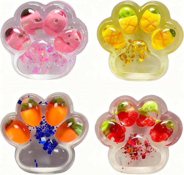 4PCS Taba Squishy, Cat Paw Squeeze Soft Fidget Toys, Stress Relief Novelty for Anxiety, Perfect for Stress and Anxiety Relaxing Toy