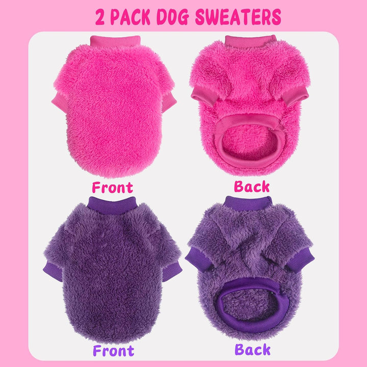2 Pack XXS Dog Sweater, Tiny Dog Sweaters for Small Dogs Girl (1-3Lb), Warm Soft Puppy Clothes for New Puppies, Cute Extra Small Doggie Clothes for Chihuahua Yorkie Cat Pet Apparel