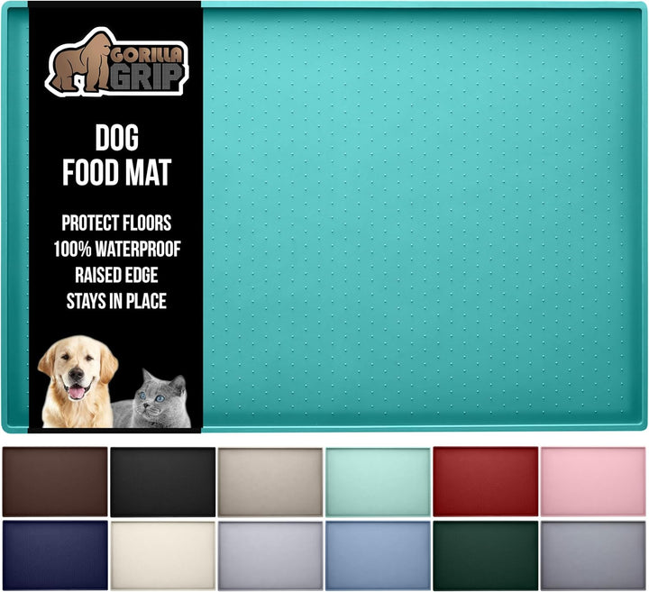 100% Waterproof Raised Edge BPA Free Silicone Pet Feeding Mat, Dog Cat Food Mats Contain Spills Protects Floors, Placemats for Cats and Dogs Water Bowl, Pets Accessories 18.5X11.5 Gray