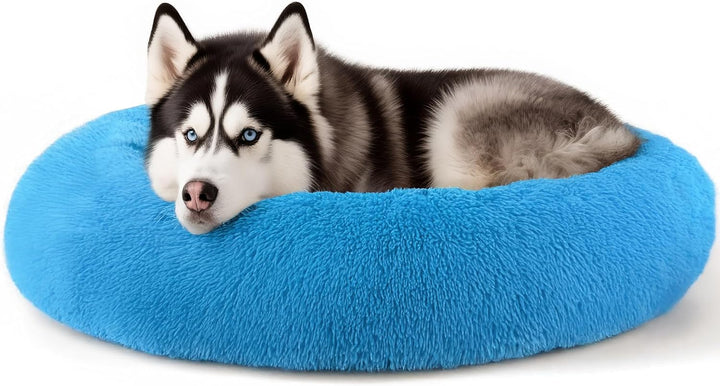Dog & Cat Bed for Indoor Cats, 20In Calming Donut Bed for Puppy and Kitten, Washable round Fluffy Pet Bed for Small Medium Dogs and Cats (Light Grey)