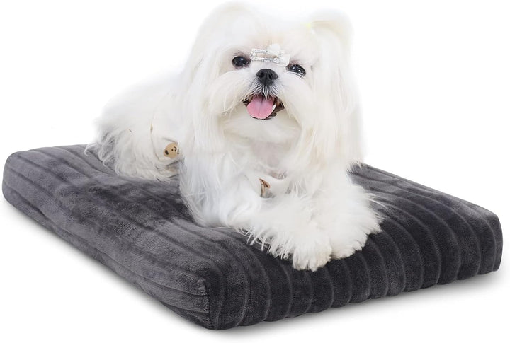 Dog Crate Bed Washable Dog Beds for Large Dogs Deluxe Thick Flannel Fluffy Comfy Kennel Pad Anti-Slip & Anti-Scratch Pet Sleeping Mat, 35 X 23 Inch, Gray