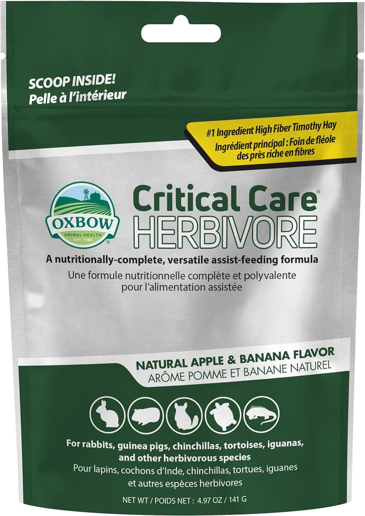 Critical Care Herbivore, Emergency Guinea Pig Food, Rabbit Food for Recovery, Natural Apple Banana Flavor, Veterinary Formula, Critical Care for Guinea Pig Emergency Kit, Made in USA, 141 Grams