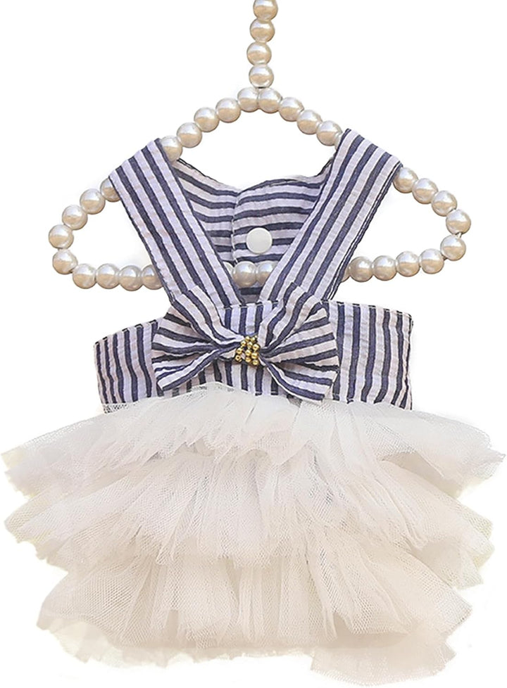 Dog Dresses, Fashion Pet Dog Clothes, Striped Mesh Puppy Dogs Princess Dresses (Pink, Small)