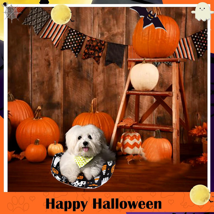 Dog Pillow for Small Dogs, U Shaped Dog Neck Calming Pillow for Joint Relief Sleeping Improve, Machine Washable Pet Pillow for Dogs & Cats(Halloween)