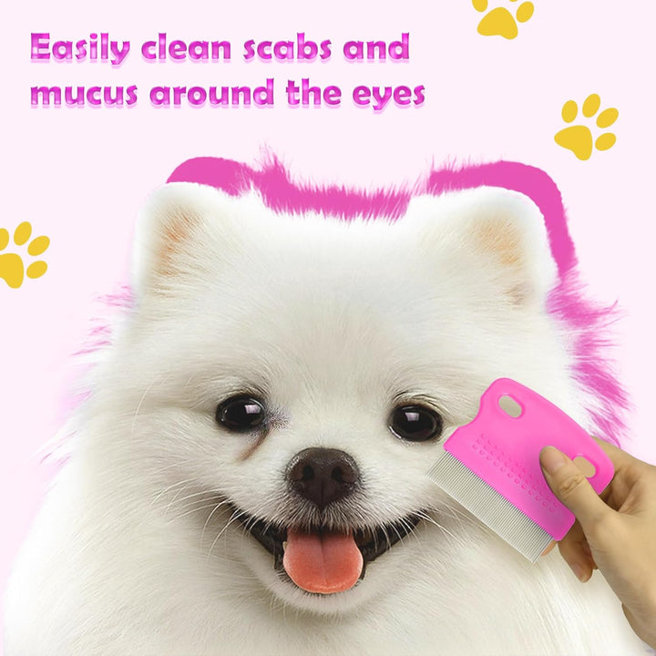 Flea Comb Set for Cats & Dogs - 6 Pack Pet Grooming for Small, Medium & Large Pets (Pink)