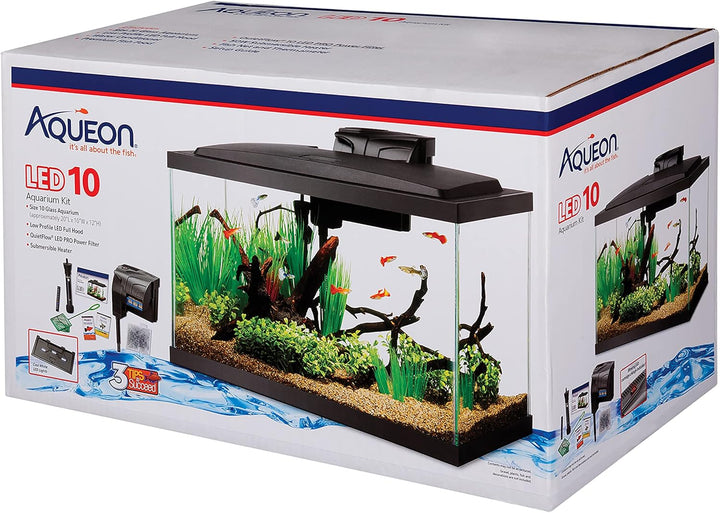 Aquarium Fish Tank Starter Kit with LED Lighting 10 Gallon Fish Tank
