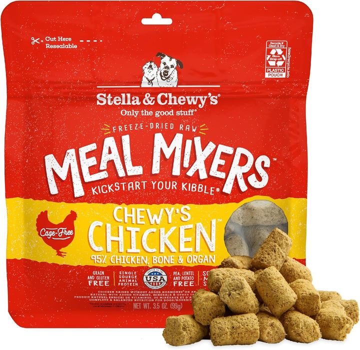 Freeze-Dried Raw Chicken Meal Mixers- Dog Food Topper and Mixer - Made with 95% Cage-Free Chicken, Organs & Bone - Perfect for Picky Eaters - Grain-Free - 3.5Oz