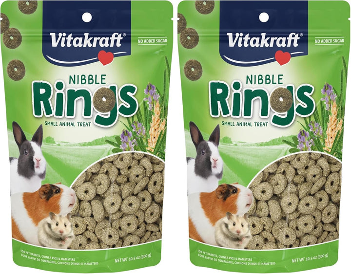 Nibble Rings Small Animal Treats - Crunchy Alfalfa Snack - for Rabbits, Guinea Pigs, Hamsters, and More