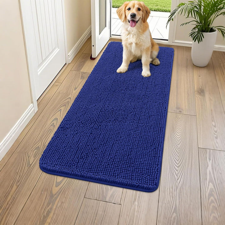 Dog Door Mat for Muddy Paws 30X20, Absorbs Moisture and Dirt Doormat, Non-Slip Washable Quick Dry Chenille Front Door Mat Indoor Entrance, Entryway Carpet for inside Floor, Grey