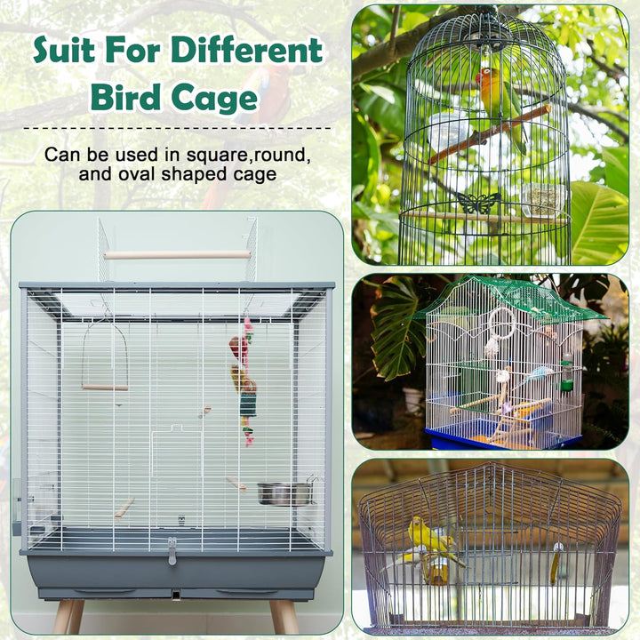 2 Pack Bird Cage Seed Catcher Guard, Bird Cage Cover,Heavy Duty Adjustable Nylon Mesh Netting Seed Catche for Parrot Parakeet Macaw African(L-94.4’’*14.9’’)