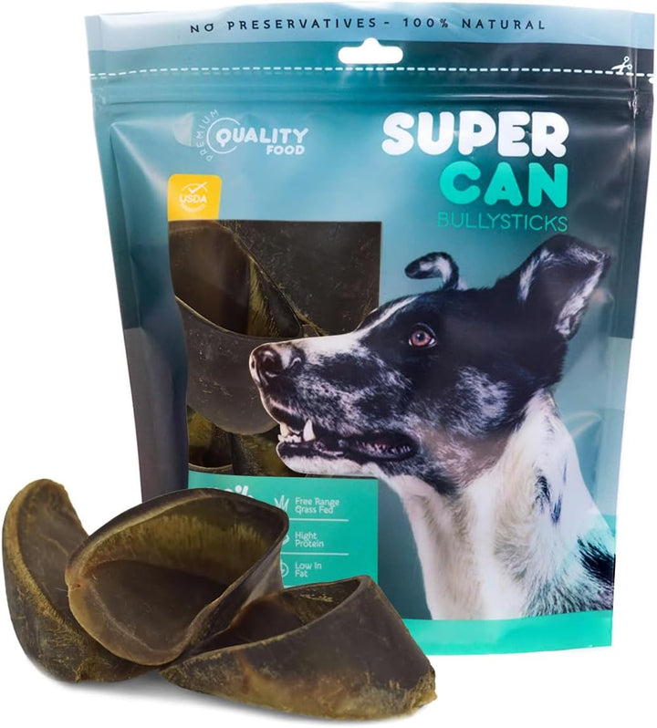 Cow Hooves for Dogs (6 Pack) Odor Free No Rawhide Beef Stick Chews for Puppies, Adult and Senior.