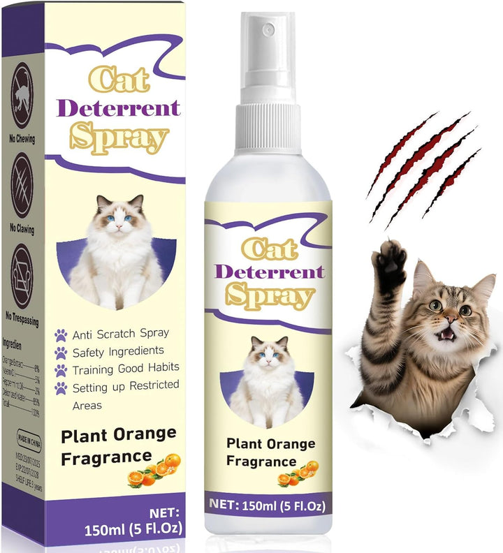 Cat Deterrent Spray,5 Fl Oz Natural Safe Cat Spray for Indoor & Outdoor,Effective Training Aid for Furniture,Sofas,Rugs,Yellow