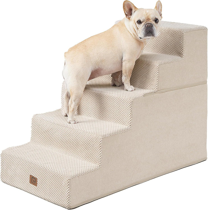 Dog Stairs for Bed 18" H, 4-Step Dog Steps for High Bed, Pet Steps for Small Dogs and Cats, Non-Slip Balanced Pet Ramp Indoor, Grey
