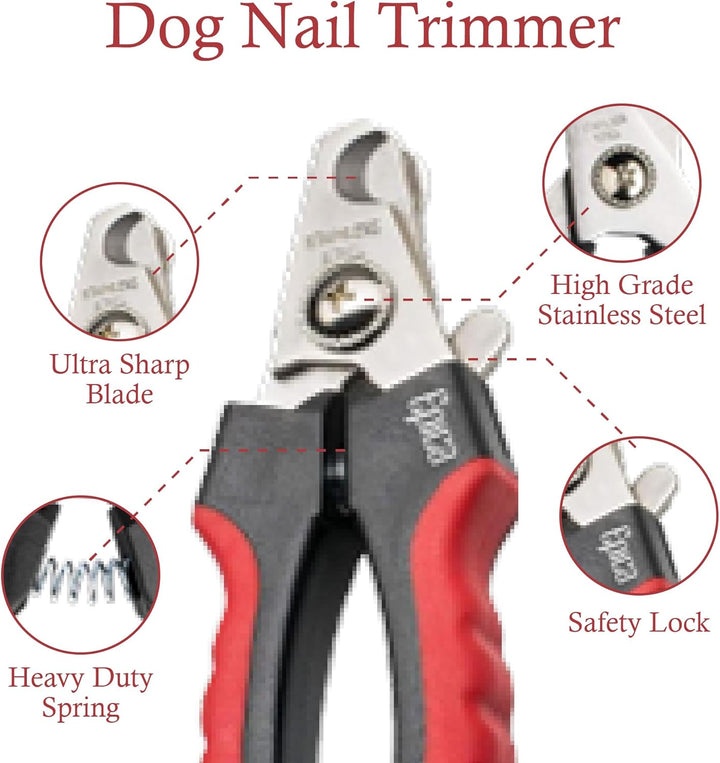 Professional Dog Nail Clipper - Dog Nail Trimmer for Large Dogs - Easy and Safe Pets Grooming Clippers - Cat Claw Trimmer with Safety Guard (Large)