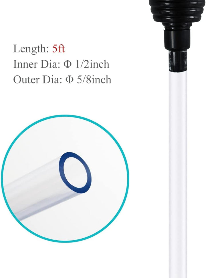 5Ft Aquarium Siphon Vacuum Cleaner for Fish Tank Cleaning Gravel & Sand