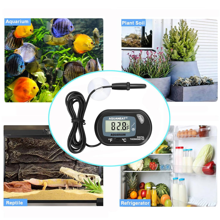 Aquarium Thermometer, Fish Tank Thermometer, Digital Temperature Test, with Large LCD Display (1 Pack)