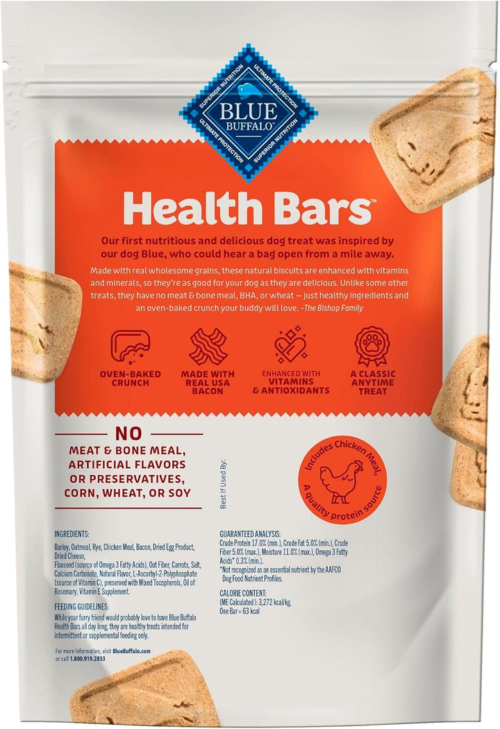 Health Bars Crunchy Dog Biscuits, Oven-Baked with Natural Ingredients, Bacon, Egg & Cheese , 16-Oz Bag