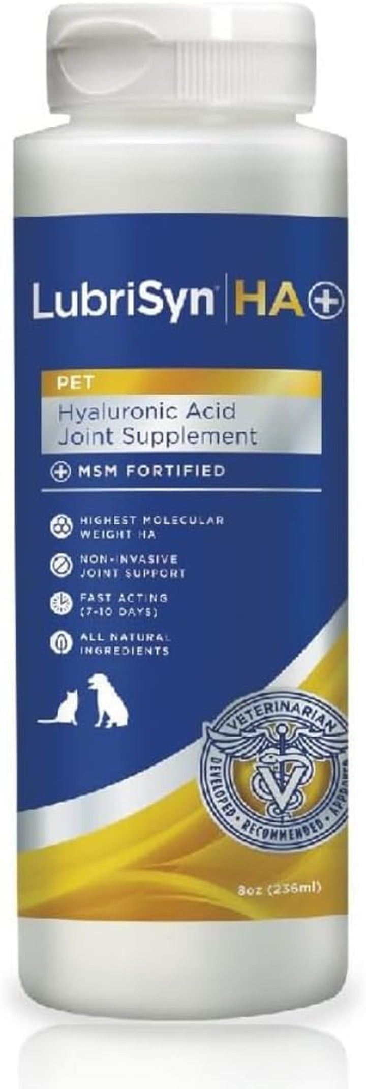 Hyaluronic Acid + MSM Joints Supplement, 8Oz: Natural Pure HA Liquid Dog and Cat Joint & Cartilage Support, Relief and Lubrication for Pets Including Dogs, Cats and Horses, Vegan Formula