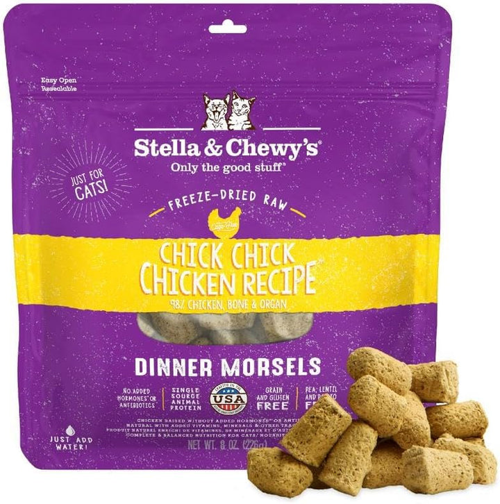 Freeze-Dried Raw Cat Dinner Morsels - Premium Chicken Recipe with 98% Cage-Free Meat & Organs - Natural Grain-Free Cat & Kitten Food - Made in USA - 3.5 Oz