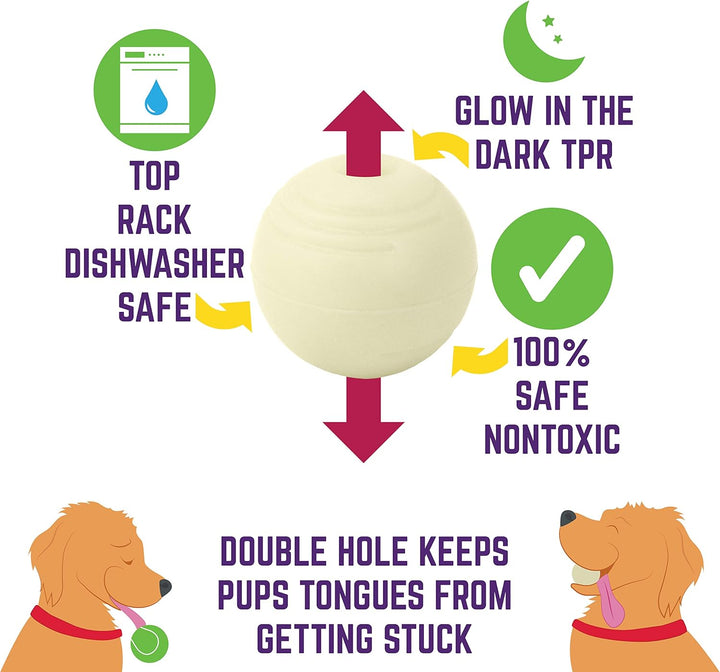 Glowing Fetch Ball, Dog Ball Toys, 2.5" 2-Pack Balls