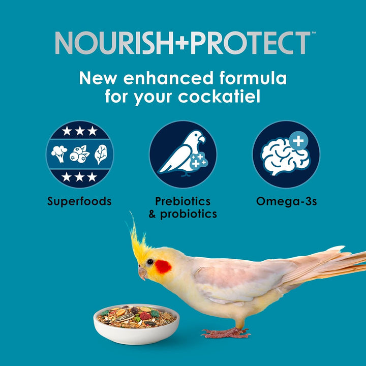 Forti-Diet Pro Health Nourish+Protect Cockatiel Food, Comprehensive Nutrition Backed by Science, Digestive Health, Immune Support, 5 Pounds