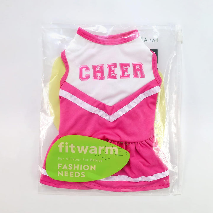 Cheerleader Dog Costume, Sporty Cheer Dog Dress for Small Dogs Girl, Pet Clothes Cat Outfits, Pink White, Medium