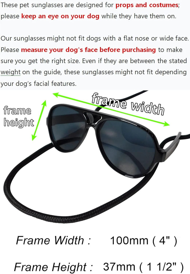G029 Small Dog Breed up to 15Lbs Cat Pet Aviator Sunglasses Glasses (Black)