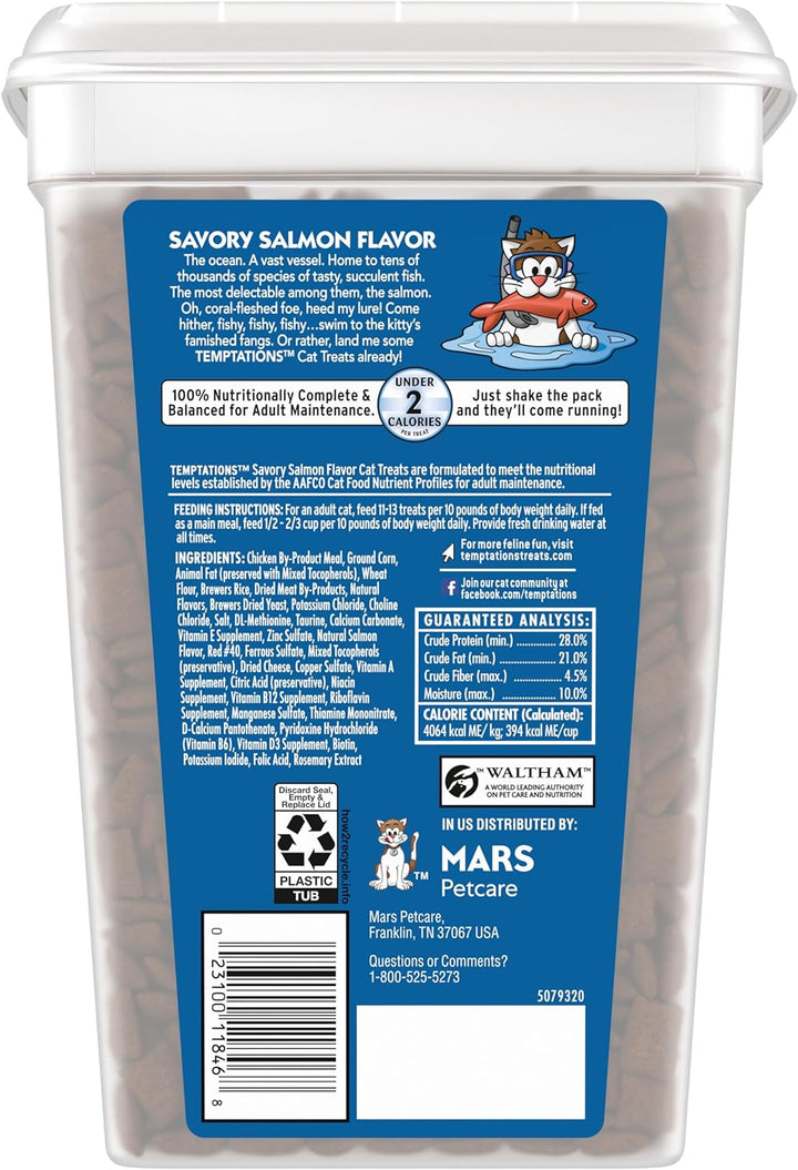 Classic Crunchy and Soft Cat Treats, Savory Salmon Flavor, 30 Oz. Tub