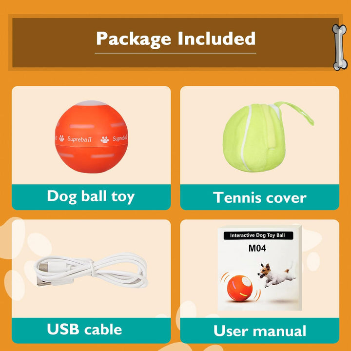 Interactive Dog Toys Dog Ball,[2025 Newly Upgraded] Durable Motion Activated Automatic Rolling Ball Toys For/Small/Medium/Large Dogs,Usb Rechargeable(Orange)