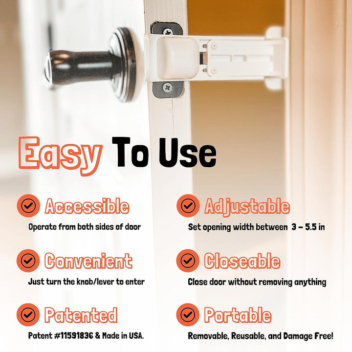 Door Prop for Cats - Easiest Cat Door Latch Holder to Keep Interior Door Open for Pets - Dog Proof Cat Feeding Station & Litter Box - Strong & Portable Door Stopper & Pet Gate Alternative