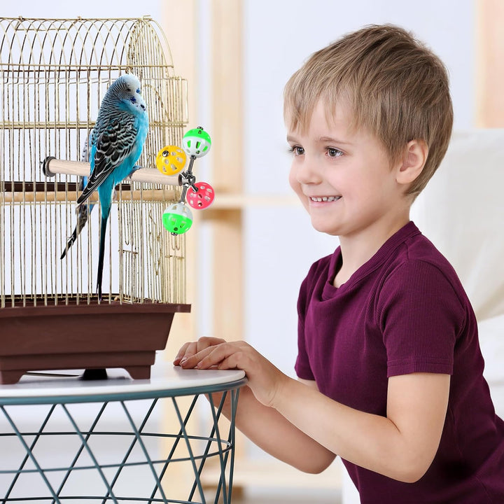 Stand Perch Toy with Rotating Balls for Birds, Parakeets, Budgies, Cockatiels, Parrots, Budgerigars, Conures, Parrotlets, Ringnecks, Lovebirds (1Pcs)