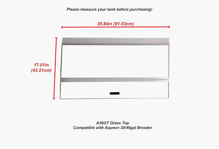 36" Glass Canopy, Fits Aqueon 30/40Gal Breeder (35.84 X 17.01 X 0.16In), Clear (A36GT)
