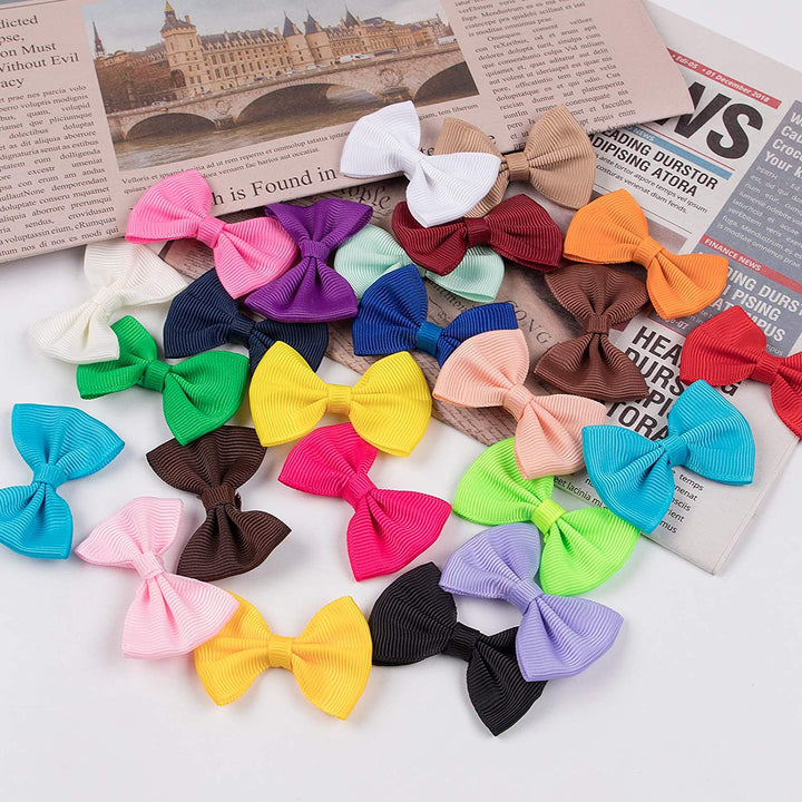 48Pcs(24Pairs) Dog'S Hair Bows Clips,Small Handmade Hair Accessories Bow Pet Puppy for Doggies Cat Kitten Rabbit Grooming Accessories (Mixcolors-48Pcs Bows Hair Clip)