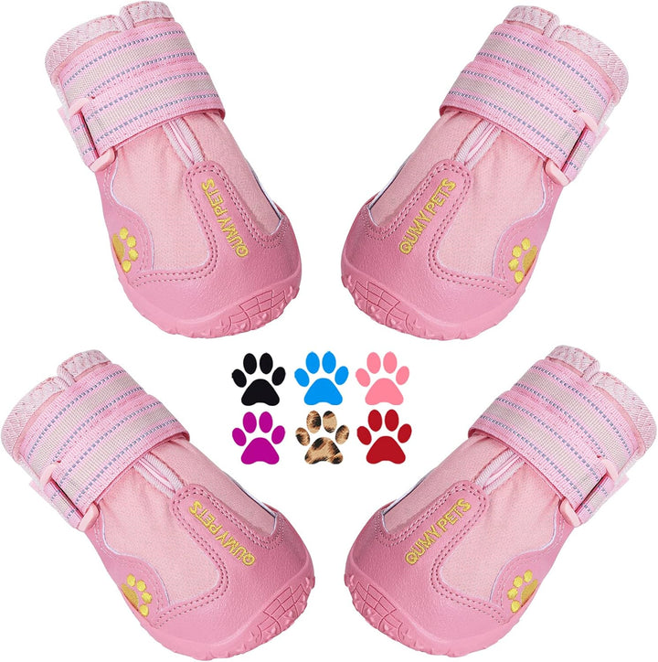 Dog Shoes for Large Dogs, Medium Dog Boots & Paw Protectors for Winter Snowy Day, Summer Hot Pavement, Water-Resistant in Rainy Weather, Outdoor Walking, Indoor Hardfloors Skid-Resistant Sole