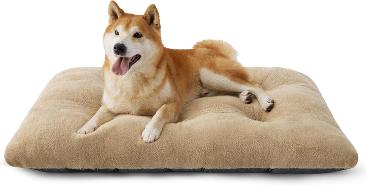 Washable XL Dog Bed for Crate for Extra Large Dogs, Comfort Fluffy Plush Pet Pillow Bed Kennel Pad with Non-Slip Bottom, Machine Washable Pet Sleeping Mat, 41"X27", Gray