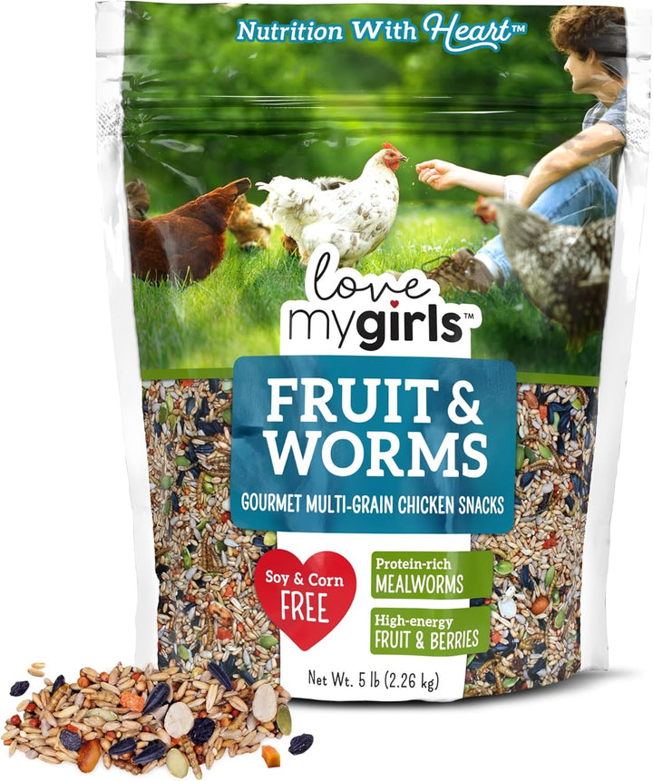 : Chicken Snacks - Veggies & Worms - 5Lb Bag - Global Harvest, Gourmet Multi-Grain Treats, Corn-Free, Nutritious & Protein Rich Mealworms